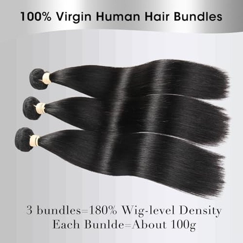 12A Human Hair Bundles 3 Straight Bundles Human Hair 24 26 28 Inch 100% Unprocessed 12A Brazilian Virgin Hair Weave Straight Human Hair Extensions Quick Weave Hair Bundles For Women