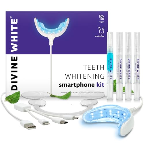 Professional Teeth Whitening Kit, LED Accelerator Light, 36% Carbamide Peroxide Teeth Whitening Gel, 20 Whitening Treatments, Remineralizing Gel, USA-Made Gels