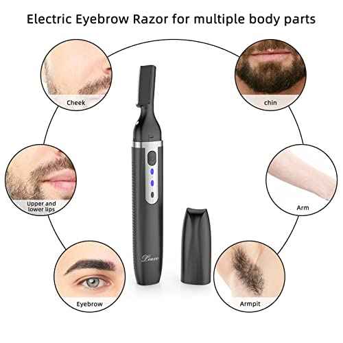 Eyebrow Trimmer and Facial Hair Remover, Rechargeable Hair Removal Women's Electric Shaver Razor for Peach Fuzz Chin Cheek Upper Lip (Black)