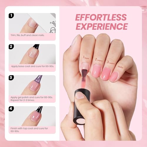 Beetles Nude Gel Nail Polish Set - 6 Colors Nude Pink Brown Neutral Jelly Gel Polish Kit Sheer Translucent Effect Soak Off UV Nail Art Design Drunken Rose Collection Manicure Gift for Women
