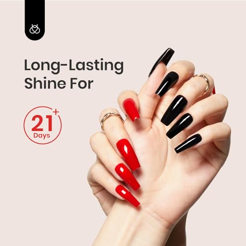Beetles 2 Pcs 15ml No Wipe Gel Top Coat and Base Coat Set - Shine Finish and Long Lasting Soak Off LED Nail Lamp Gel Base Top Coat Finish Nail Art Design Manicure Gifts for Women