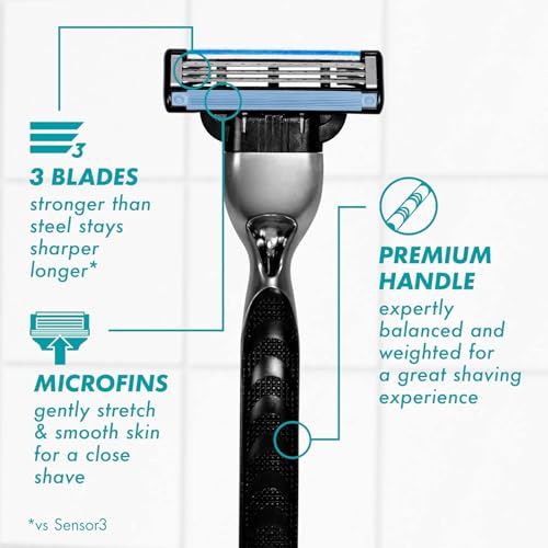 Gillette Mach3 Razor for Men, 1 Razor Handle + 2 Blade Refills