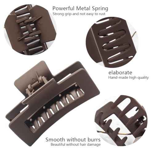 10 Pack Hair Claw Clips, Square Rectangle & Flower Claw Clip Sets, Matte Large Clips for Thick & Thin Hair, Strong Hold Jaw Clamps, Cute Daisy Hair Accessories for Women & Girls