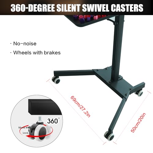 GBK Tattoo Workstation with LED Tattoo Light, Magnetic Tattoo Tray on Wheels,Salon Tray,Phone/Tablet Dual Stands,Tattoo Rolling Trolley for SalonTattoo Studio (Black)