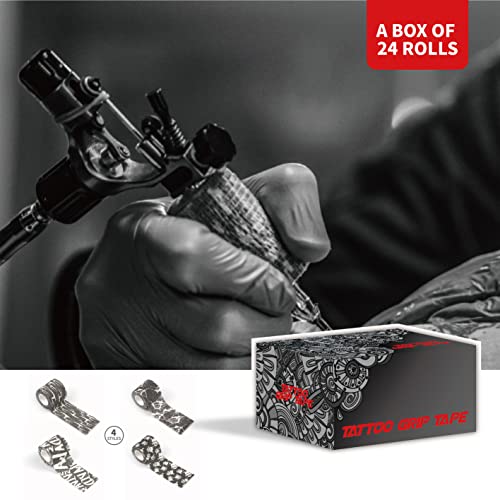 Tattoo Grip Tape Wrap Cover - 24Pcs Tattoo Machine Wrap 2" x 5 Yards Tattoo Machine Tape Cohesive Elastic Bandage Rolls Self-Adherent Tape for Tattoo Machine Grip Tube Accessories Sports Tape