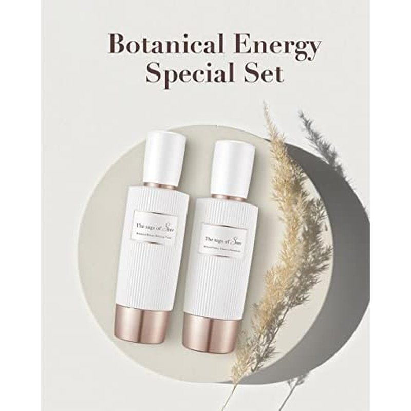 Sooryehan THE SAGA OF SOO BOTANICAL ENERGY (360 ml / 12.17 Fl Oz) - Korean Skincare Gift Set by LG BEAUTY. Botanical Energy Boosting Toner, Balancing Moisturizer, Cream, Foam Cleanser.