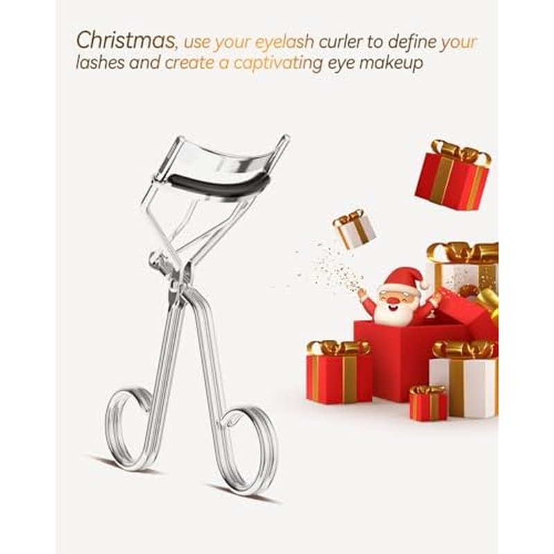 Eyelash Curler with Comb, Professional Volumizing Lash Lift Kit Lash Curler with Refill Pads for Home & Travel Uses, Silver