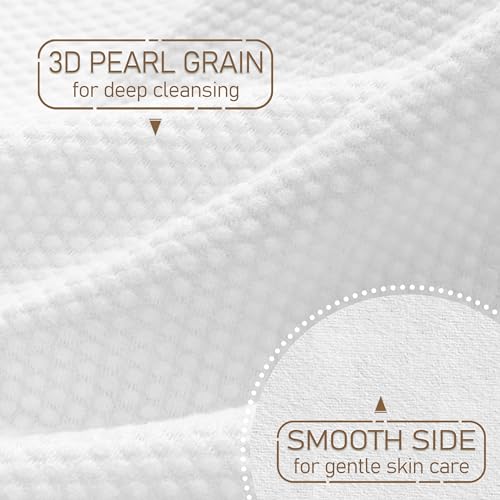 Luxe Bamboo Towel Container (Bamboo Box Towel Holder) with Disposable Face Towels Biodegradable Large Dry Wipes 100 Count Extra Thick Soft Clean Facial Towels for Facial Cleansing