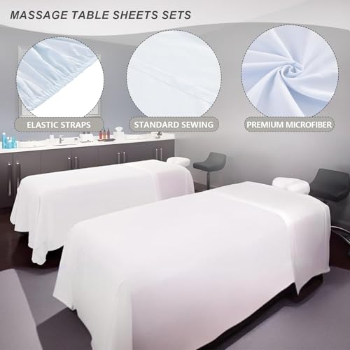 4 Sets Extra Thick Massage Table Sheets Sets Soft Premium Microfiber 3 Piece Set Massage Sheet Set for Salon Spa Bed Include Fitted Covers Flat Sheets Face Cradle Cover
