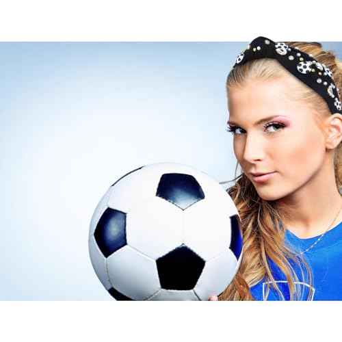 YARIEW Jeweled Knotted Headband - Wide Top Knot Headband for Girls, Sports Fan Mom, Game Day Accessories, Christmas Gifts (Black)