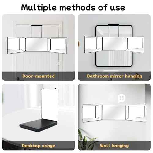 360 Self Hair Cutting Mirror ? Premium HD Glass, Matte Anti-Fingerprint Finish, Anti-Fog, Adjustable & Portable Barber Mirror for Home & Travel