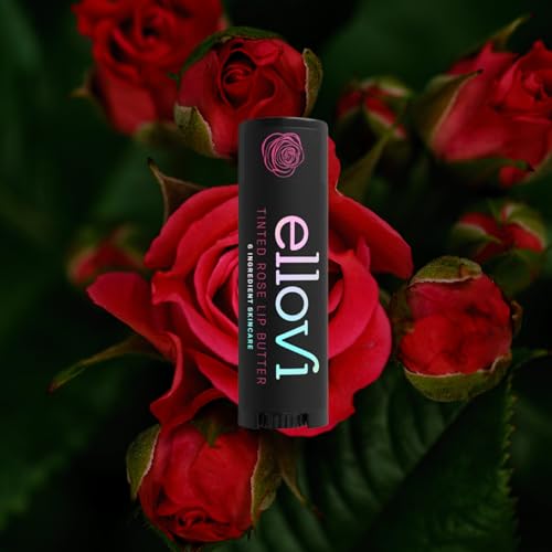 Ellovi Natural Lip Butter Lip Balm - Wild Rose Tinted - Pure Enough to Eat - Made With Just 6 Vegan Ingredients - Tinted Moisturizing Lip Care for All Day Hydration (Single)