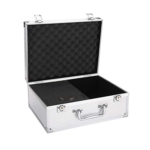 Tattoo Kit Box,Tattoo Case Organizer 12.6" x 9.5" x 5.1" W/Lock Machine Carrying Case,Aluminum Alloy with Sponge for Tatto Machine Box(silver)