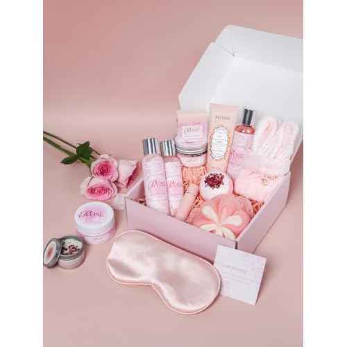 Spa Gifts for Women -15Pcs Self Care Set with Rose Bath & Body Essentials, Mother's Day/Thoughtful Day/Get Well Gifts/Birthday/Christmas/Bridal Shower Gift for Mom, Sister, Wife, Relaxing Home Spa Set