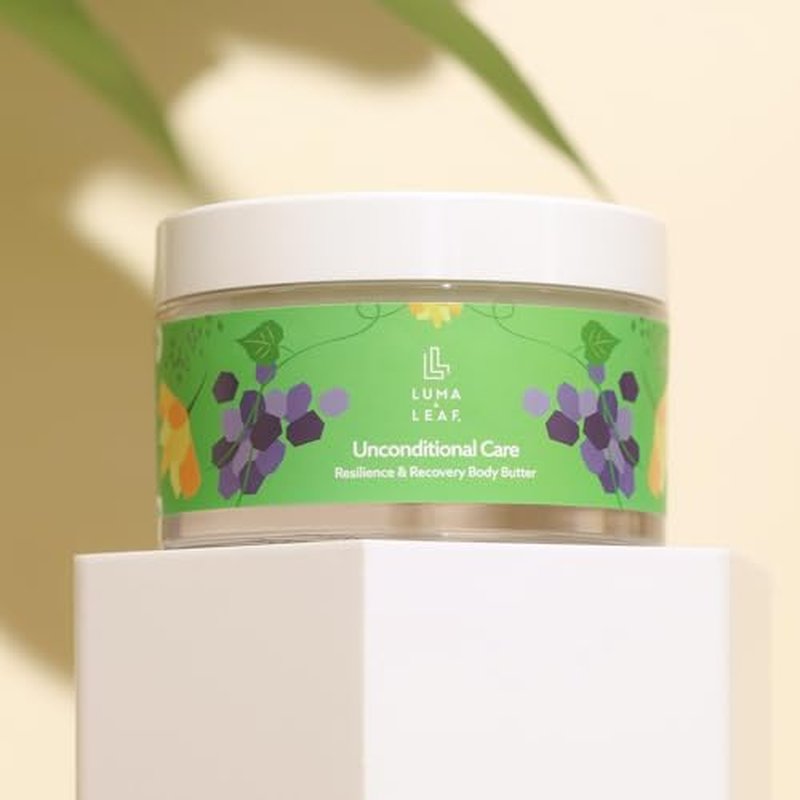 LUMA & LEAF Unconditional Care Whipped Body Butter ? 5 fl oz Natural Shea Butter Body Cream with Grapeseed Oil, Tasmanian Pepperberry & Vitamin E ? Ideal for Deep Hydration & Scar Repair