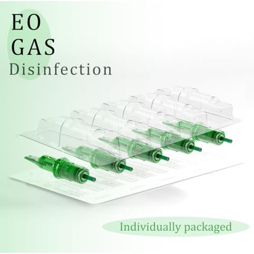 Glide 50pcs Assorted Tattoo Cartridge Needles - Disposable #10 Bugpin Curved/Magnum Tattoo Cartridge Needles with Membrane, Mixed Sizes 7RM 9RM 11RM 13RM 15RM for Rotary Tattoo Machine Pen