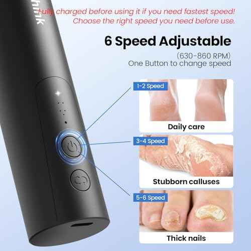 Electric Foot Callus Remover, 2 in 1 | 6 Speed Adjustable Foot File Nail Grinder with Sandpaper Disks, Professional Sander Pedicure Tool for Feet Dead Skin, Self Care Gifts for Women Mom Lover Friends
