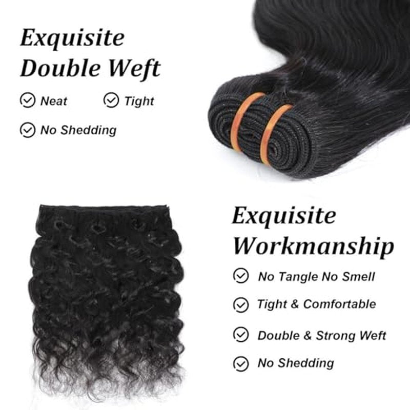 16A Raw Body Wave Human Hair Bundles Human Hair 100% Unprocessed Brazilian Boutique Virgin Hair Extensions,Double Wefts,Triple Lifespan (Body Wave 1 Bundle, 16 inch)