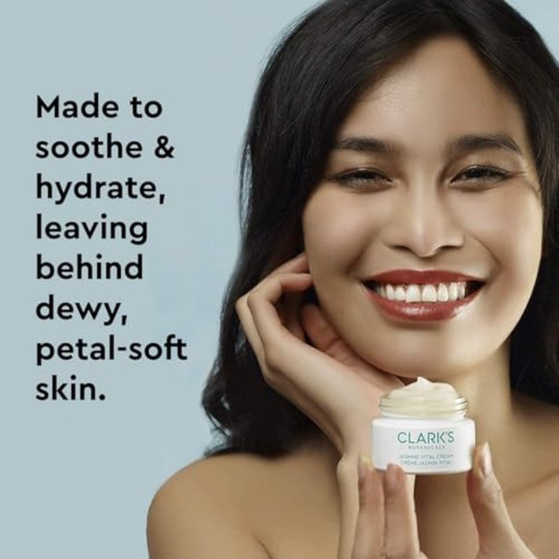 Clark's Botanicals Jasmine Vital Healing ¡°Notox¡±, Anti-Wrinkle Instant Hydration Face Gel Cream for Immediate Lifting & Revitalizing with Niacinamide, Algae, Calendula & Calming Jasmine