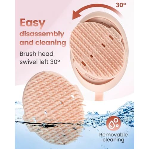 Electric Scalp Massager ? Rechargeable Head Massager with Anion Technology, Portable Anti-Frizz Scalp Tool, Scalp Massager Gift for Men & Women(Pink)