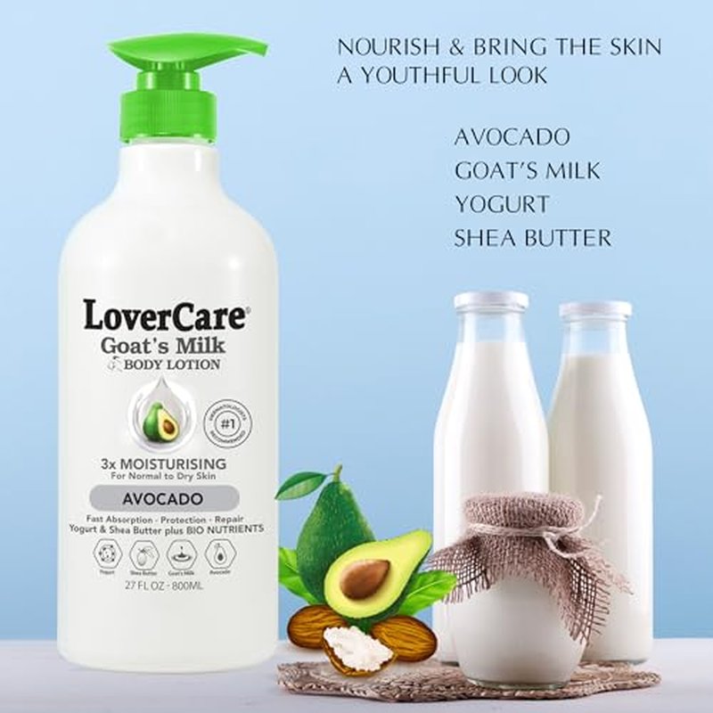Lovercare Goat Milk Body Lotion for Dry Skin 27.05 oz Avocado (800ml) - Single¡¦