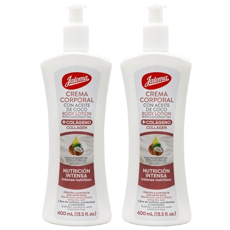 JALOMA Body Lotion with Coconut Oil, Hydrates and Softens your Skin, 2Pack, 13.5 Fl Oz Each Bottle