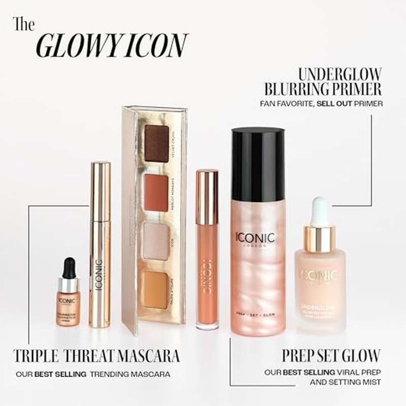 ICONIC LONDON Luxury Makeup Set for Glowy, Radiant Skin and Highlighted Finish, Perfect for Gifting, Long-Lasting, Cruelty-Free, Vegan Makeup
