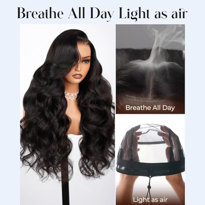 24 inch Body Wave Lace Front Wigs Human Hair 200% Density Pull Go 13x6 HD Transparent Glueless Human Hair Wig for Women Pre Plucked Pre Cut Bleached Knots with Baby Hair