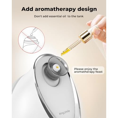Kingsmile Facial Steamer for Face, 3 in 1 Face Steamer for Facial Deep Cleaning, Compact Nano Steamer - Aromatherapy, Adjustable Nozzle Warm Powerful Steam for Home SPA, Face Humidifier- SPA Headband