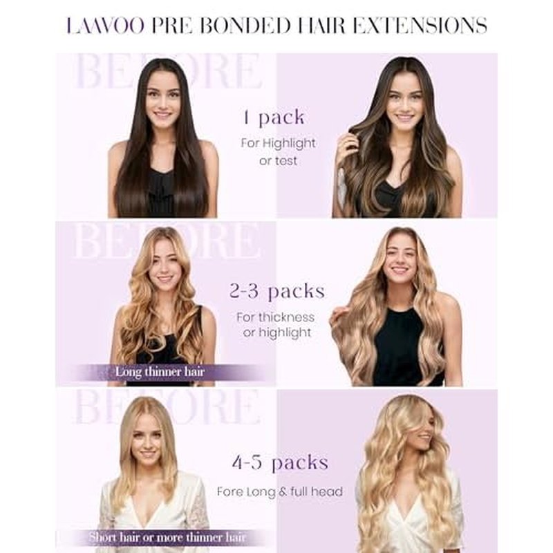 LaaVoo I Tip Hair Extensions Human Hair Jet Black Itips Hair Extensions Human Hair 28in Long Straight I Tips Hair Extensions Real Human Hair Pre Bonded Cold Fusion 50g 50s/pack