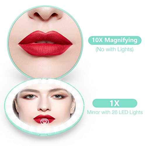 wobsion 10X Magnifying Tabletop Mirror, 4 Inch Round, Glass, ABS