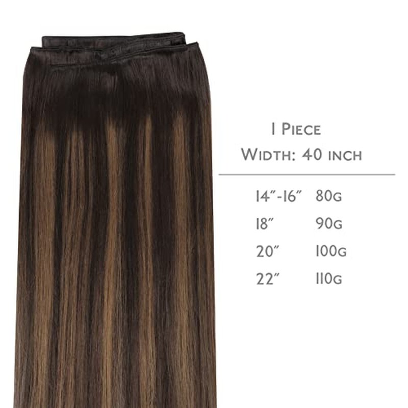 WENNALIFE Sew in Hair Extensions Real Human Hair, 22 Inch 110g Balayage Dark Brown to Chestnut Brown Machine Weft Remy Hair Hand Tied Weft Straight Extensiones De Cabello Hmano