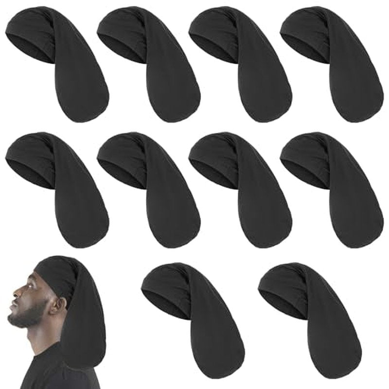 Unisex Dreadlock Cap,10 Pieces Spandex Dreadlock Caps Black Long Hair Dreads Head Wrap Sleep Bonnet Full Cover for Men Women