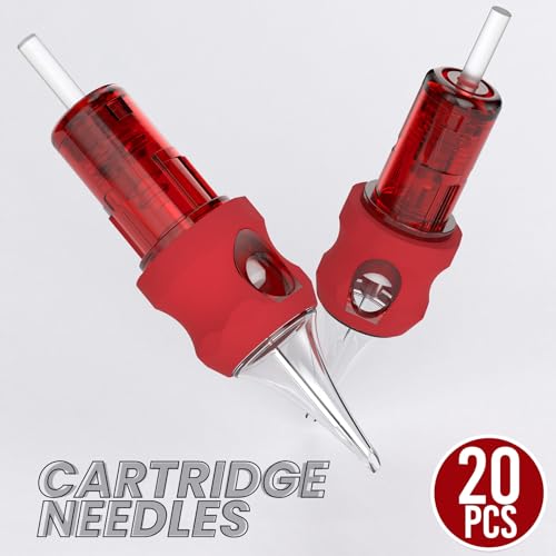 Wormhole Tattoo Cartridge Needles 7RS Needle Cartridge #12 Standard 7 Round Shader Tattoo Needles 20PCS Disposable Finger Ledge Cartridges 3.5MM Taper for Tattoo Gun Tattoo Supplies 1207RS