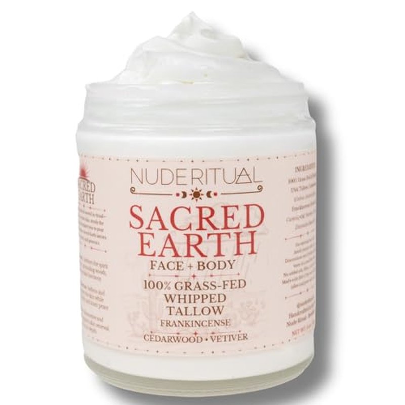 100% Grass-Fed Whipped Tallow Balm for Skin Care ? Face + Body ? Natural Moisturizer Lotion, 4 oz (Sacred Earth)