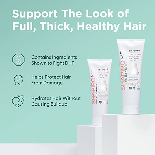 Shapiro MD Hair Growth Experts Hair Loss Leave-in Conditioner, DHT Fighting Vegan Formula for Thinning Hair Developed by Dermatologists, Experience Healthier, Fuller Thicker Hair - 1 Month Supply
