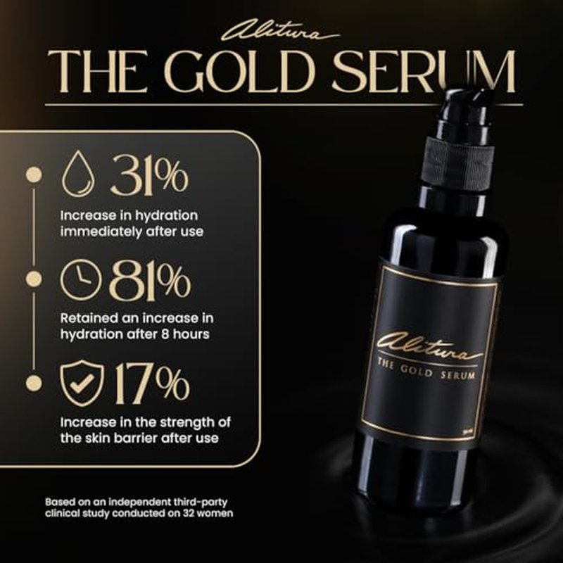 Alitura Anti-Aging Peptide & Collagen Gold Serum for Face ? with Vitamin A, CoQ10 & Astaxanthin ? Korean-Inspired Hydrating Serum for Wrinkles, Radiance & Firmness ? 50ml