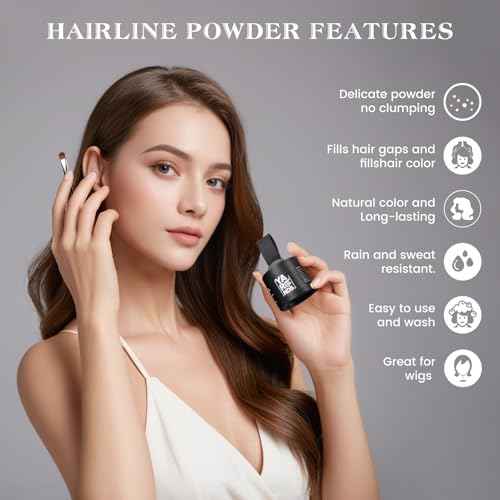 Hairline Shadow Powder, Dark Brown, Root Touch Up Powder for Instantly Gray Hair Cover Up, Women Color Root Coverage for Thinning Grey, Mens Roots Concealer for Hair Loss Beard Line, #3
