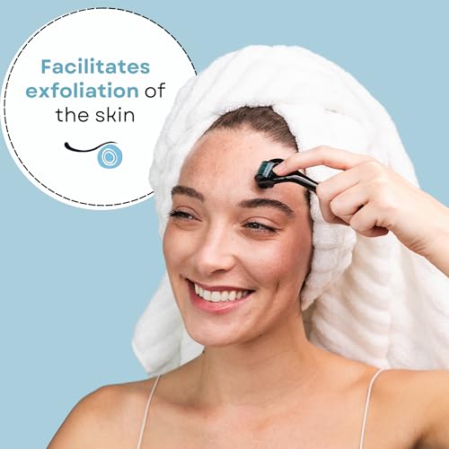 Derma Roller - The Original 540 Microneedles for HAIR, BEARD & SKIN | Microneedling Roller for Men and Women - for Face & Scalp Derma Stamp - FREE STORAGE CASE (Blue, 0.30mm)