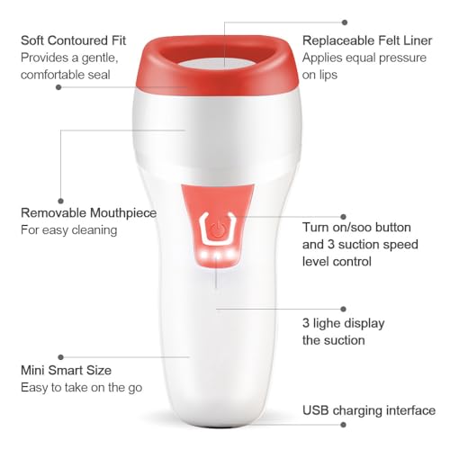 Lip Plumper Device - Automatic Fuller Lip Plumper Device USB Charging, Portable Size, 2 Styles for Lips Makeup (Orange)