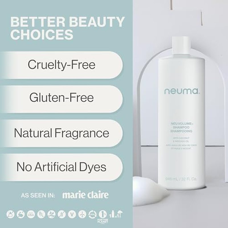 NEUMA Neu Volume Shampoo 32 Fl. Oz. Fennel, Ylang Ylang, Patchouli, and Vanilla Scent, Sulfate Free Shampoo