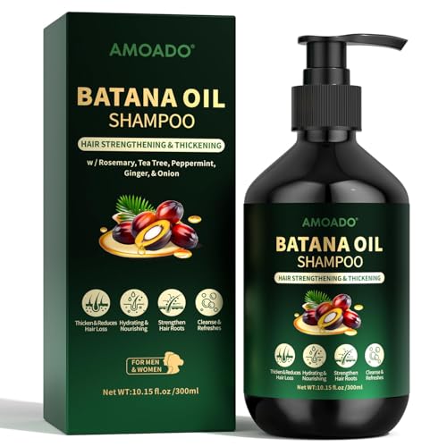 Batana Oil Shampoo for Hair Growth, Strengthening, Thickening, Sulfate Free Hair Shampoo for Women & Men with Thinning Hair & Hair Loss, Infused Rosemary, Tea Tree Oil & Mint, 10.15 fl.oz