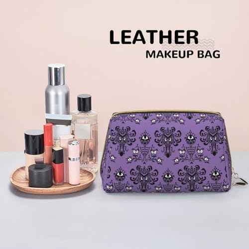 Haunted the Mansion Cute Large Makeup Bag Leather Women Travel Toiletry Pouch Cosmetic Bags Portable Multifunctional Storage for Girl Friend Wife Birthday Gifts