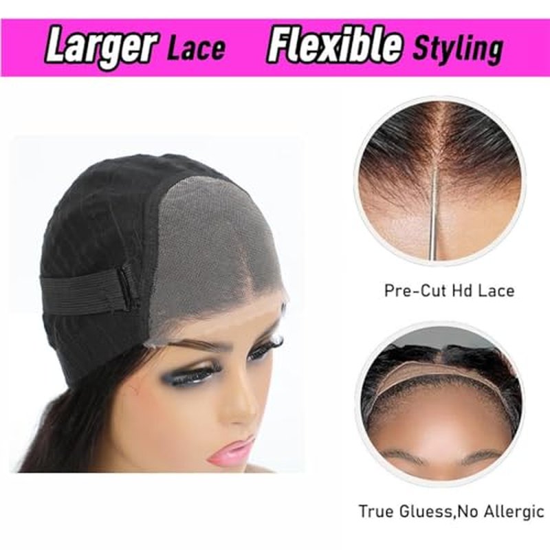 24 Inch Lace Front Wigs Human Hair 10A 6x4 Glueless Wigs Human Hair Pre Plucked Pre Cut Body Wave Lace Front Wigs Human Hair 180% Denisty HD Transparent Lace Frontal Wigs Human Hair For Black Women