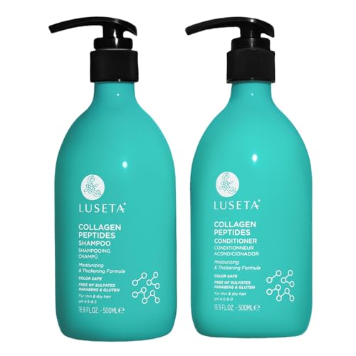 Luseta Thickening Shampoo and Conditioner Set with Collagen Peptides Strengthen and Moisturize for Thin & Dry Hair, Promote Thickness and Reduce Breakage for Fuller-Looking Hair 16.9oz¡¿2