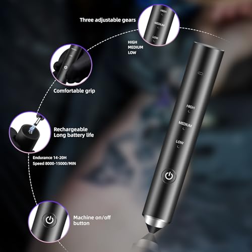 Tattoo Ink Mixer Gun Machine, Mixer Game Changer, 3 Adjustable Speeds Wireless Mixer, Without Continuous Pressing, New Rotary Tattoo Pigment Mixer Set with 100Pcs Mixing Sticks (New Mixer, Black)