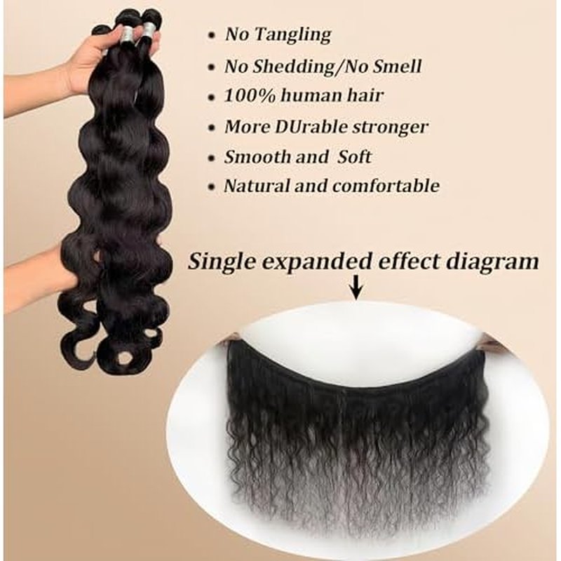 12A Unprocessed Brazilian Human Hair Body Wave human hair bundles 3 Bundles 18 20 22 Inch 300g/Pack Natural Black soft Smooth Double Weft Quick Weft Extensions for Women