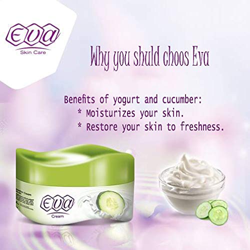 Lot of 4 x Eva Skin Care Cream Face Moisturizer Hands Feet Elbow Body Softening with Glycerin, Honey, Yogurt and Cucumber & Milk Keeping Your Skin Healthy Smoothy 50 g