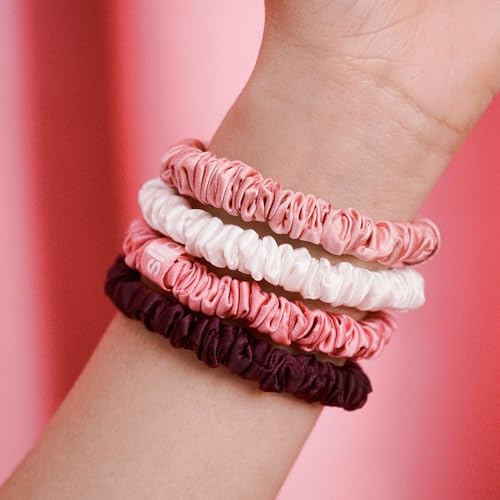 slip Skinny Scrunchies in Candy Cane Ornament Packaging: Anti-Crease, Anti-Breakage Slipsilk¢â Design Protects Delicate Hair | Includes 4 Pure Silk Scrunchies