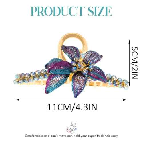 BARTOSI Gold Hair Claw Clips Copper Wire Flower Hair Clips Metal Claw Clips for Thick Hair Hair Accessories for Women